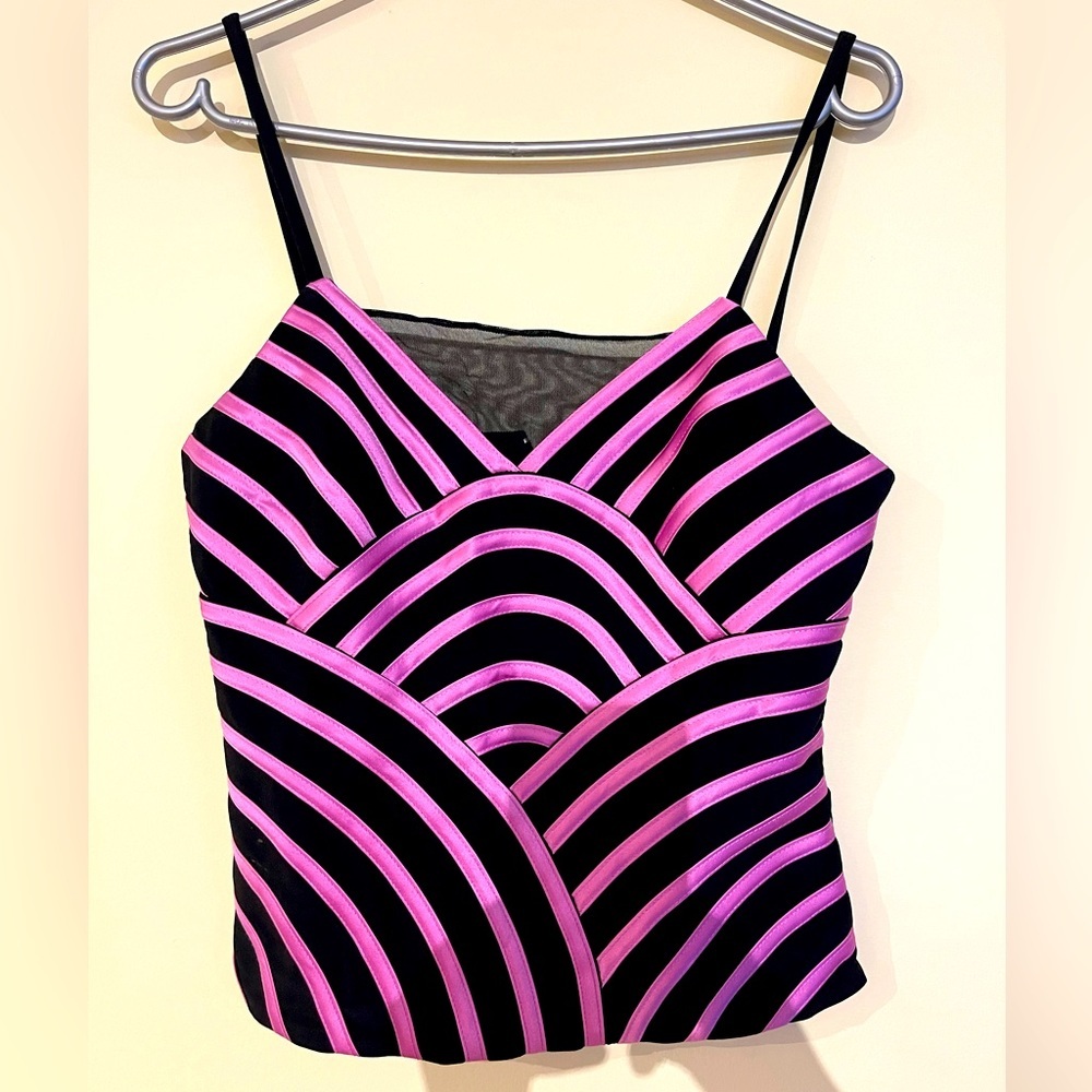 Joseph Ribkoff Pink and Black Corset Style Bustier Women Size  8 US